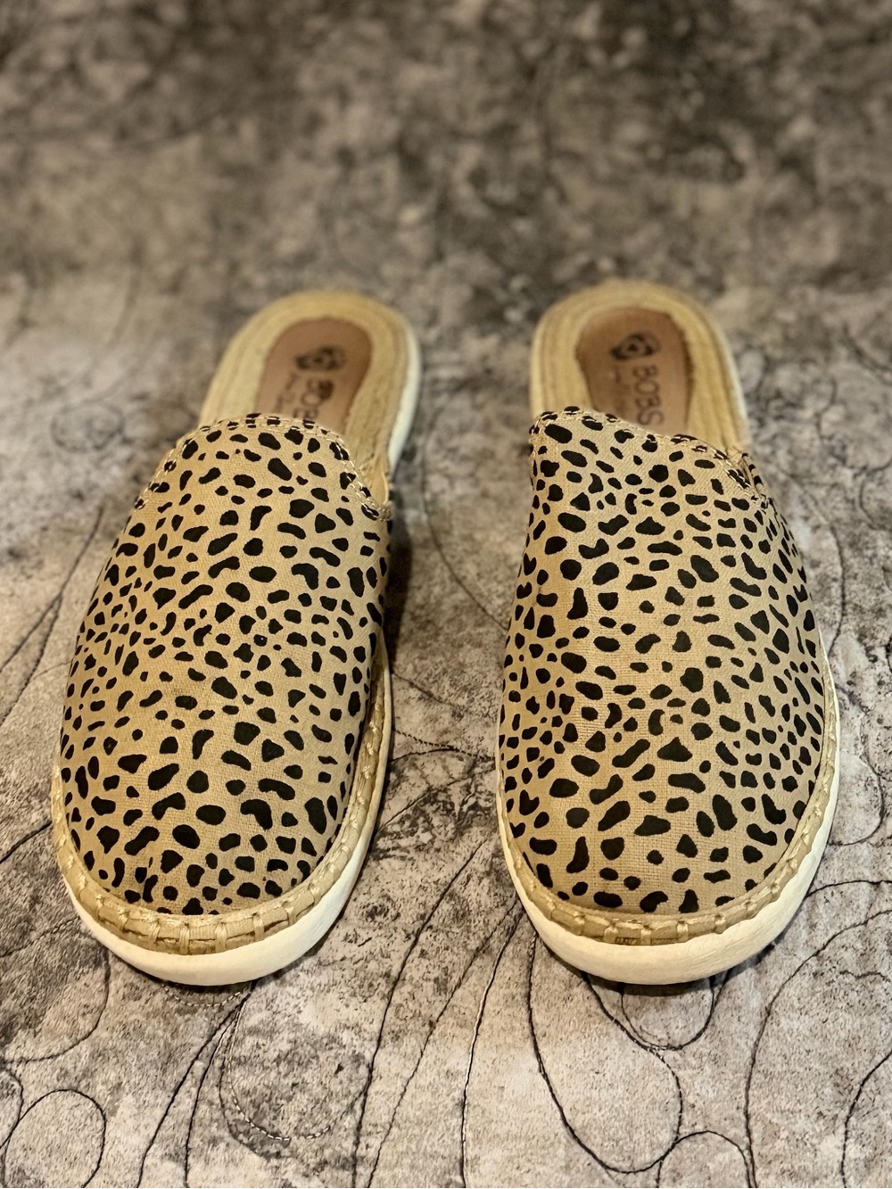 Leopard Print Slip-On Mules - Neutral Tan & Black